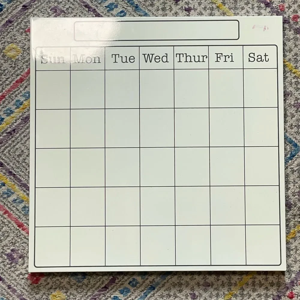 Dry Erase Wall Hanging Monthly Calendar Board with Days of the Week 16”x16”